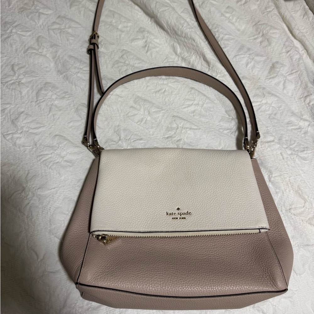 Kate Spade White and Tan Shoulder Bag